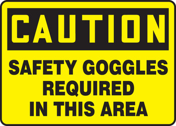 OSHA Caution Safety Sign: Safety Goggles Required In This Area 10" x 14" Aluma-Lite 1/Each - MPPE735XL