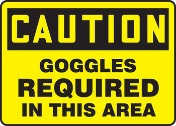 OSHA Caution Safety Sign: Goggles Required In This Area 10" x 14" Dura-Fiberglass 1/Each - MPPE746XF