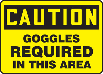 OSHA Caution Safety Sign: Goggles Required In This Area 10" x 14" Aluma-Lite 1/Each - MPPE746XL