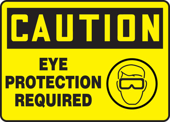 OSHA Caution Safety Sign: Eye Protection Required 10" x 14" Dura-Plastic 1/Each - MPPE748XT