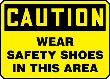 OSHA Caution Safety Sign: Wear Safety Shoes In This Area 7" x 10" Aluminum 1/Each - MPPE751VA