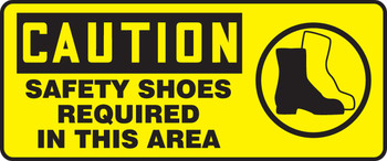 OSHA Caution Safety Sign: Safety Shoes Required 7" x 17" Aluma-Lite 1/Each - MPPE764XL