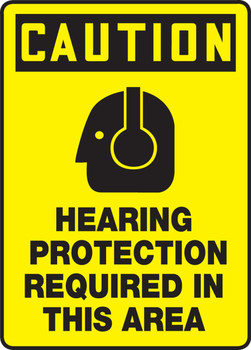 OSHA Caution Safety Sign: Hearing Protection Required In This Area 14" x 10" Plastic 1/Each - MPPE772VP