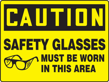Really BIGSigns OSHA Caution Safety Sign: Safety Glasses Must Be Worn In This Area 18" x 24" Aluminum 1/Each - MPPE779VA