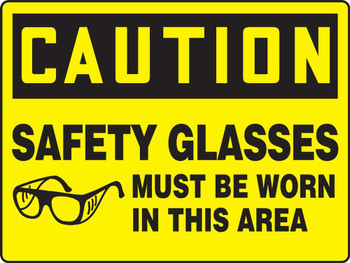 Really BIGSigns OSHA Caution Safety Sign: Safety Glasses Must Be Worn In This Area 18" x 24" Adhesive Vinyl 1/Each - MPPE779VS