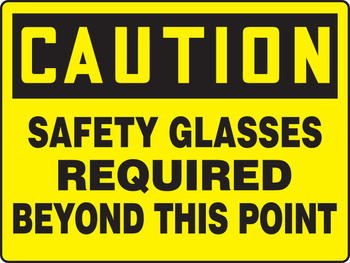 Really BIGSigns OSHA Caution Safety Sign: Safety Glasses Required Beyond This Point 18" x 24" Accu-Shield 1/Each - MPPE782XP