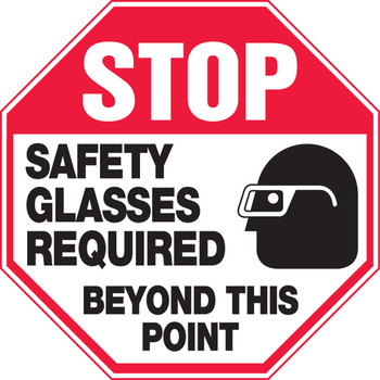 Stop Safety Sign: Safety Glasses Required Beyond This Point 12" x 12" Plastic 1/Each - MPPE920VP