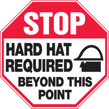 Stop Safety Sign: Hard Hat Required Beyond This Point 12" x 12" Plastic 1/Each - MPPE927VP