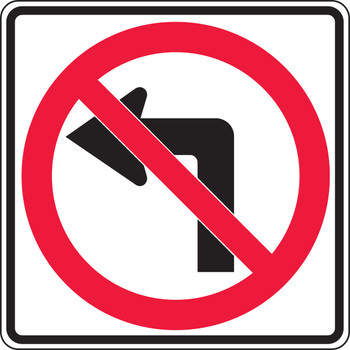 Lane Guidance Sign: No Left Turn 24" x 24" Engineer-Grade Prismatic 1/Each - MR32LRA