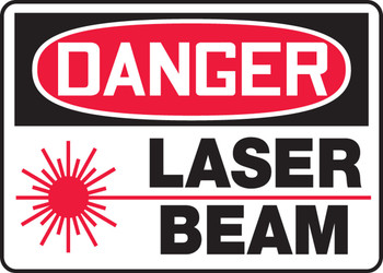 OSHA Danger Safety Sign: Laser Beam 7" x 10" Plastic 1/Each - MRAD007VP