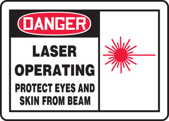 OSHA Danger Safety Sign: Laser Operating - Protect Eyes And Skin From Beam 7" x 10" Adhesive Vinyl 1/Each - MRAD017VS