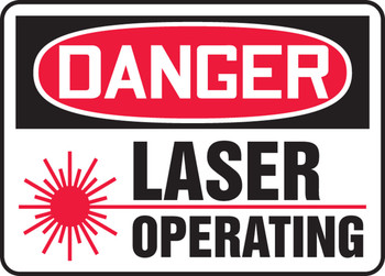 OSHA Danger Safety Sign: Laser Operating 7" x 10" Adhesive Vinyl - MRAD021VS