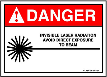 ANSI Danger Safety Sign: Invisible Laser Radiation - Avoid Direct Exposure To Beam 10" x 14" Plastic 1/Each - MRAD042VP