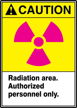 ANSI Caution Safety Sign: Radiation Area. Authorized Personnel Only. 14" x 10" Plastic 1/Each - MRAD634VP