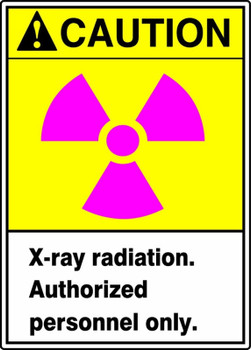 ANSI Caution Safety Sign: X-Ray Radiation. Authorized Personnel Only. 14" x 10" Aluminum 1/Each - MRAD638VA