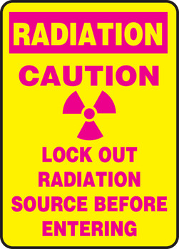 Radiation Safety Sign: Caution - Lock Out Radiation Source Before Entering 14" x 10" Aluminum 1/Each - MRAD911VA