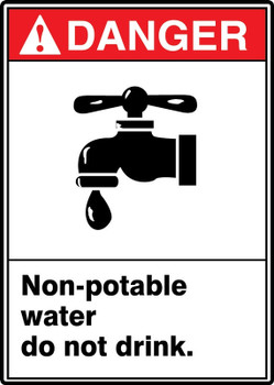 ANSI Danger Safety Sign: Non-Potable Water Do Not Drink 10" x 7" Plastic 1/Each - MRAW101VP