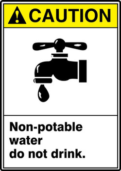 ANSI Caution Safety Sign: Non-Potable Water Do Not Drink. 14" x 10" Aluminum 1/Each - MRAW201VA