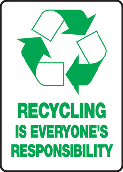 Safety Signs: Recycling Is Everyone's Responsibility 14" x 10" Adhesive Vinyl 1/Each - MRCY510VS
