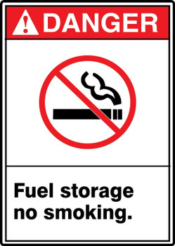 ANSI Danger Safety Sign: Fuel Storage - No Smoking. 14" x 10" Adhesive Vinyl 1/Each - MRHL007VS