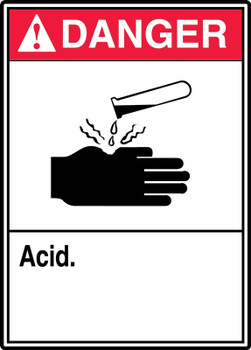 ANSI Danger Safety Sign: Acid 14" x 10" Plastic 1/Each - MRHL130VP