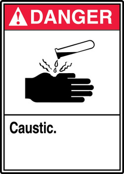 ANSI Danger Safety Signs: Caustic. 14" x 10" Adhesive Vinyl 1/Each - MRHL133VS