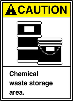 ANSI Caution Safety Sign: Chemical Waste Storage Area 10" x 7" Aluminum - MRHL600VA