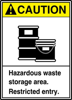 ANSI Caution Safety Sign: Hazardous Waste Storage Area - Restricted Entry 14" x 10" Aluma-Lite 1/Each - MRHL601XL