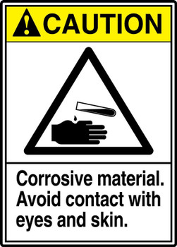 ANSI Caution Safety Sign: Corrosive Material - Avoid Contact With Eyes And Skin 14" x 10" Plastic 1/Each - MRHL604VP