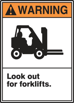 ANSI Warning Safety Sign: Look Out For Forklifts 10" x 7" Accu-Shield 1/Each - MRHR301XP