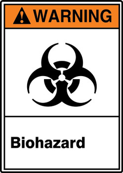 ANSI Warning Safety Sign: Biohazard 14" x 10" Adhesive Vinyl 1/Each - MRHZ303VS