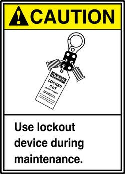 ANSI Caution Safety Sign: Use Lockout Device During Maintenance. 14" x 10" Aluminum 1/Each - MRKT600VA