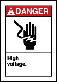 ANSI Danger Safety Sign: High Voltage. 10" x 7" Adhesive Vinyl 1/Each - MRLC108VS