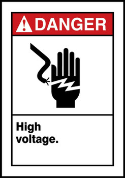 ANSI Danger Safety Sign: High Voltage. 10" x 7" Dura-Plastic 1/Each - MRLC108XT