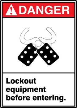 ANSI Danger Safety Sign: Lockout Equipment Before Entering. 14" x 10" Dura-Plastic 1/Each - MRLC126XT