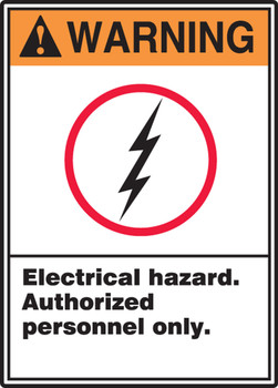 USA WARNING看板 ANSI Warning Safety Sign: Electrical Hazard - Authorized Personnel