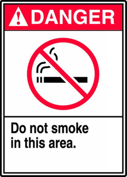 ANSI Danger Safety Sign: Do Not Smoke In This Area 14" x 10" Accu-Shield 1/Each - MRMK004XP