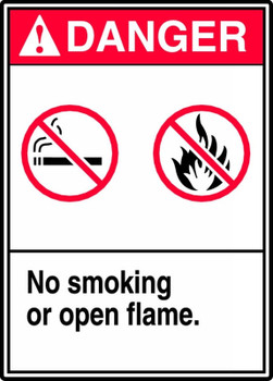 ANSI Danger Safety Sign: No Smoking Or Open Flame 14" x 10" Aluminum 1/Each - MRMK006VA