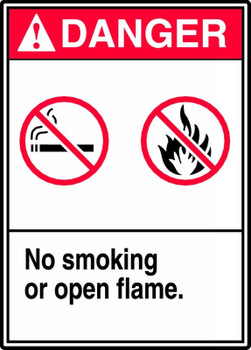 ANSI Danger Safety Sign: No Smoking Or Open Flame 14" x 10" Dura-Plastic 1/Each - MRMK006XT