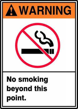ANSI Warning Safety Sign: No Smoking Beyond This Point 14" x 10" Adhesive Vinyl 1/Each - MRMK300VS