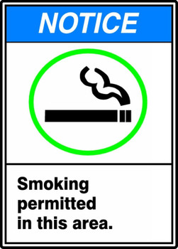 ANSI Notice Safety Sign: Smoking Permitted In This Area 14" x 10" Dura-Plastic 1/Each - MRMK802XT