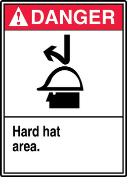 ANSI Danger Safety Sign: Hard Hat Area 10" x 7" Dura-Fiberglass 1/Each - MRPE104XF