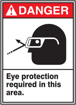 ANSI Danger Safety Sign: Eye Protection Required In This Area 10" x 7" Aluminum 1/Each - MRPE106VA