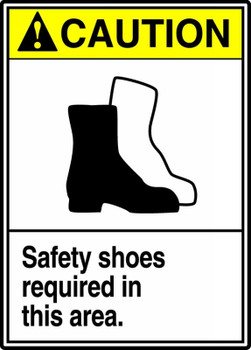 ANSI Caution Safety Sign: Safety Shoes Required In This Area 14" x 10" Dura-Fiberglass 1/Each - MRPE602XF