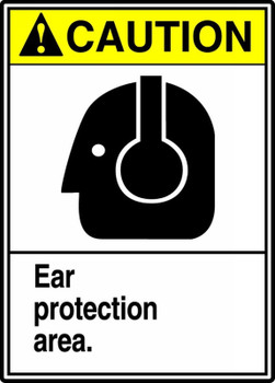 ANSI Caution Safety Sign: Ear Protection Area. 14" x 10" Dura-Fiberglass 1/Each - MRPE605XF