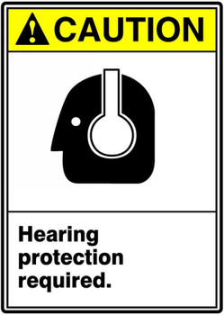 ANSI Caution Safety Sign: Hearing Protection Required. 10" x 7" Accu-Shield 1/Each - MRPE631XP