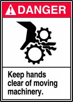 ANSI Danger Safety Sign - Keep Hands Clear Of Moving Machinery 14" x 10" Dura-Fiberglass 1/Each - MRQM102XF