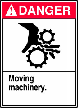 ANSI Danger Safety Sign: Moving Machinery 14" x 10" Aluminum 1/Each - MRQM108VA