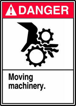 ANSI Danger Safety Sign: Moving Machinery 14" x 10" Dura-Fiberglass 1/Each - MRQM108XF
