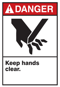 ANSI Danger Equipment Safety Sign: Keep Hands Clear 10" x 7" Dura-Fiberglass 1/Each - MRQM120XF